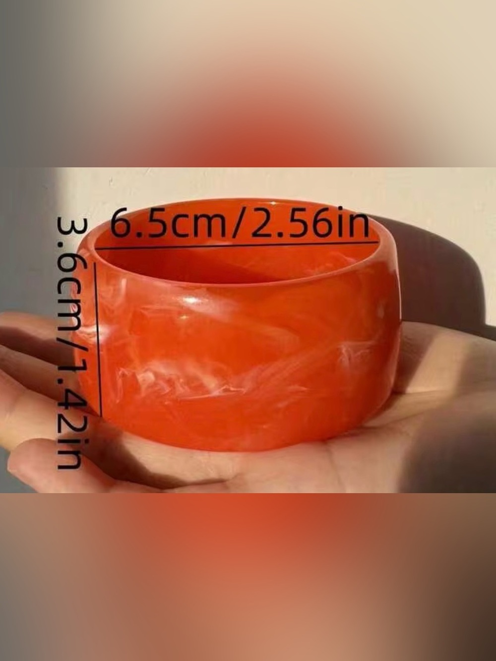 Set of 3 Resin Accent Bangles in Peach, Amber and Orange - Picture 3 of 3